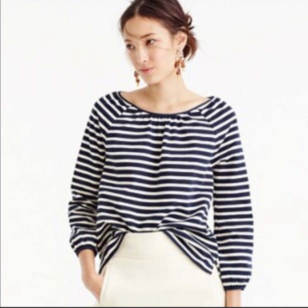 J crew striped peasant top